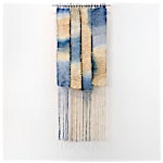 Aurora Passero: New Event, hand woven, hand dyed nylon, steel tube, 2021, 146 x 62 cm