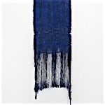 Aurora Passero: Soil Drummer, hand woven, hand dyed nylon, 2023, 136 x 60 cm