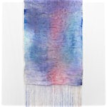 Aurora Passero: Blue Signals, hand woven, hand dyed nylon, 2023, 188 x 99 cm