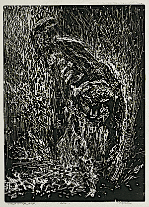 Dag Thoresen, Jakter/Hunter (tresnitt), 2000, 97 x 72 cm