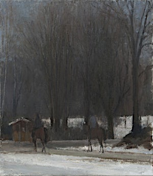 Halvard Haugerud, Ryttere i snø, 2008, 43 x 38 cm