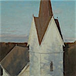 Halvard Haugerud: Hærland kirke, 2020, 31 x 34 cm