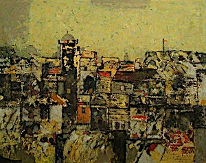 Halvdan Ljøsne, Kazani, Gul by, 2001, 73 x 92 cm