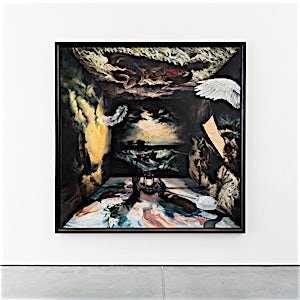 Munan Øvrelid:  A Throw of the Dice, oil on canvas, 2020, 190 x 190 cm