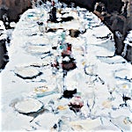 Philippe Cognée: Repas, Anniversaire du père, 2001, 153 x 122 cm